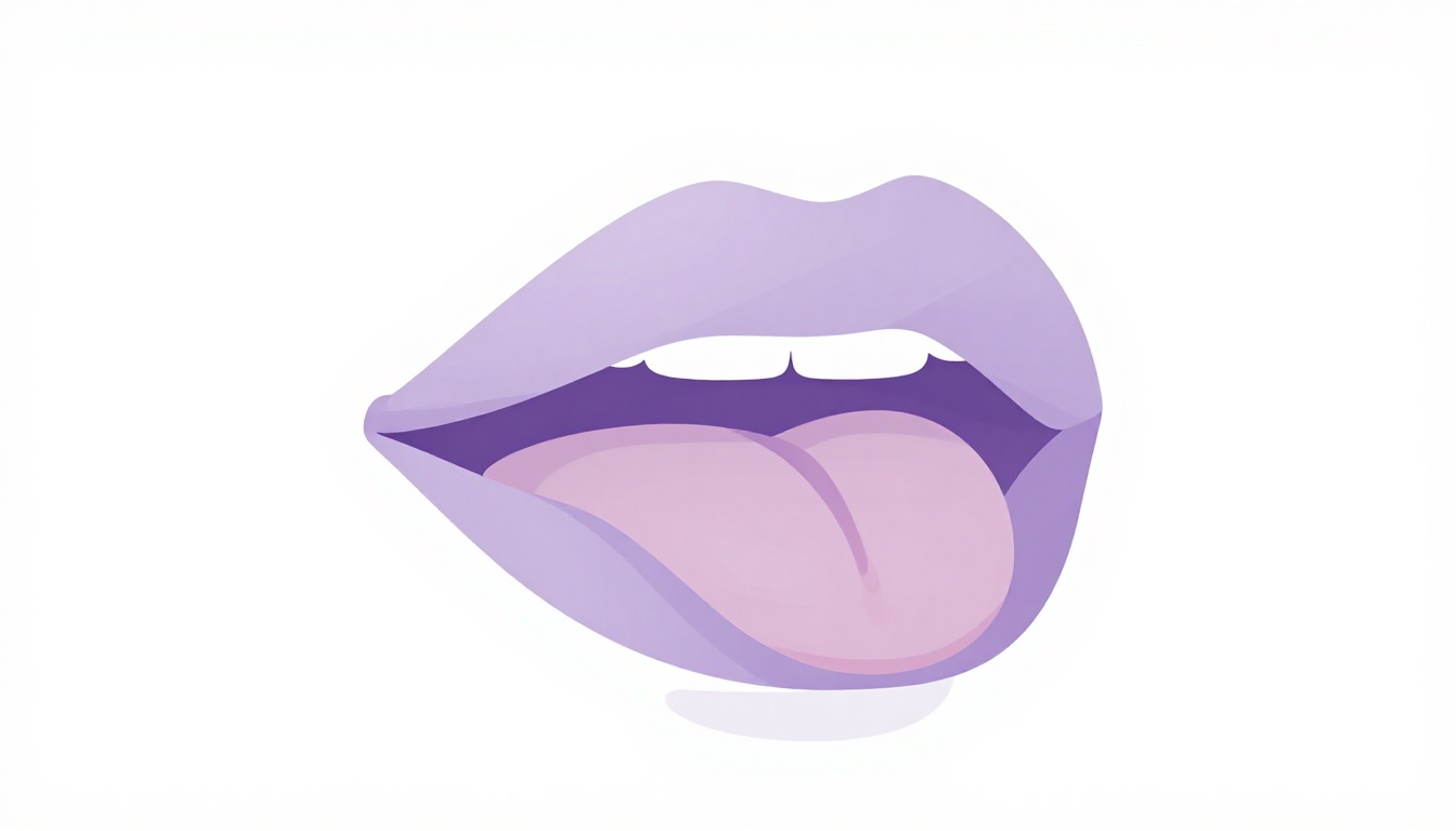 Ilustración de una boca con la lengua asomando entre los dientes para mostrar cómo se forma el sonido TH en inglés