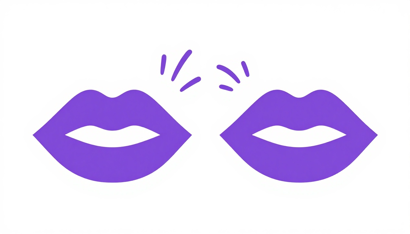 Ilustración de dos pares de labios morados uno al lado del otro con líneas de vibración representando el contraste entre dos sonidos