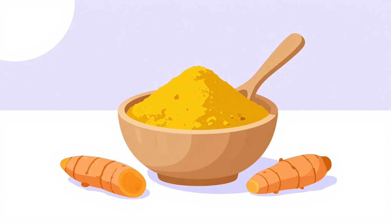 Bowl of golden turmeric powder with fresh turmeric roots, illustrating turmeric in Portuguese