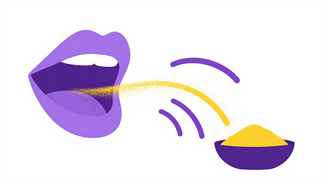 Illustration of a mouth and sound waves showing how to pronounce cúrcuma and açafrão in Portuguese