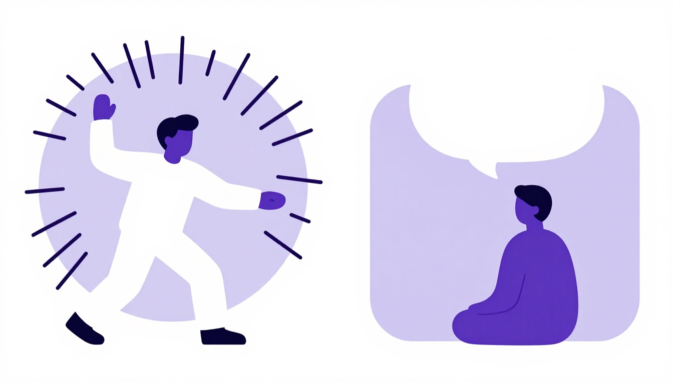Ilustração mostrando a diferença entre ação e estado em inglês