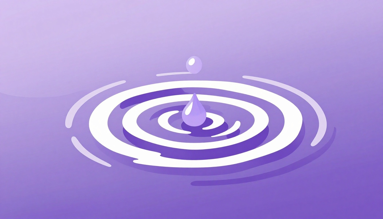 A single water droplet falling into a still pond with ripples spreading outward