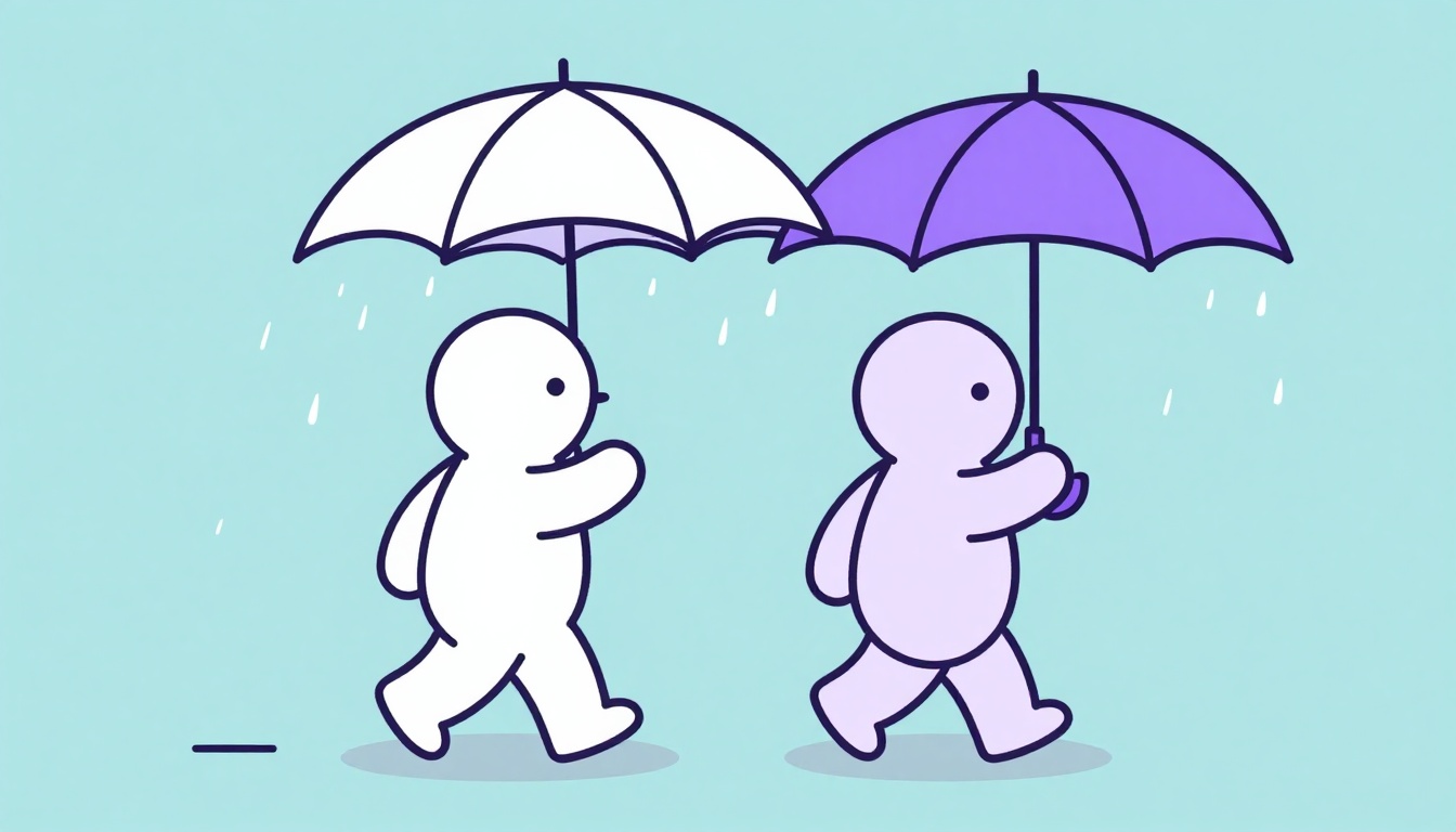 two friends sharing a single umbrella while walking together in the rain