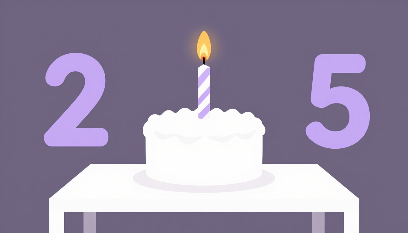 A birthday cake with candles shaped like numbers, ready to be blown out at a small kitchen table